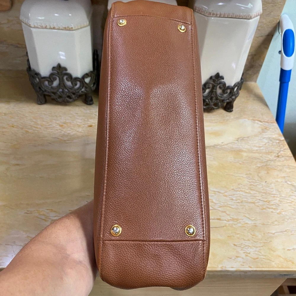 Longchamp Cognac Leather Tote with Top Handles - Picture 8 of 13